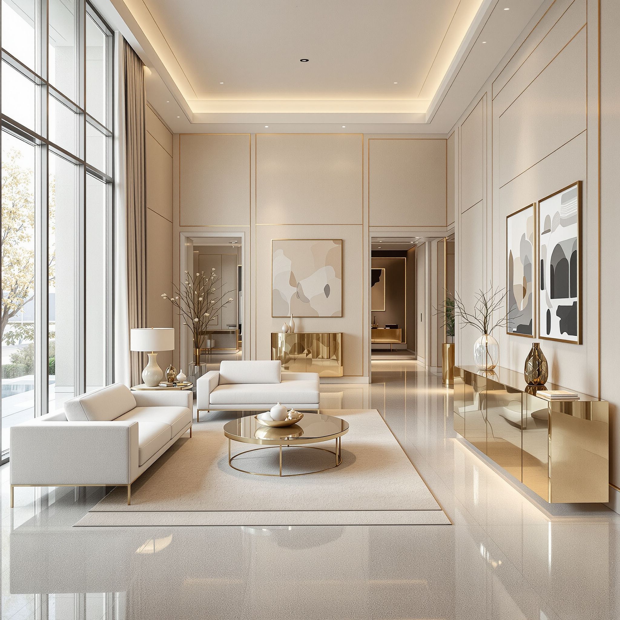 Préparation du séjour et espaces de réception